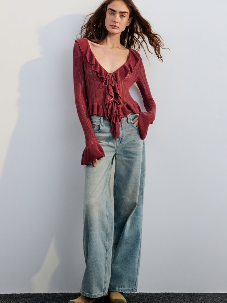 V-Neck Bell Sleeve Cardigan