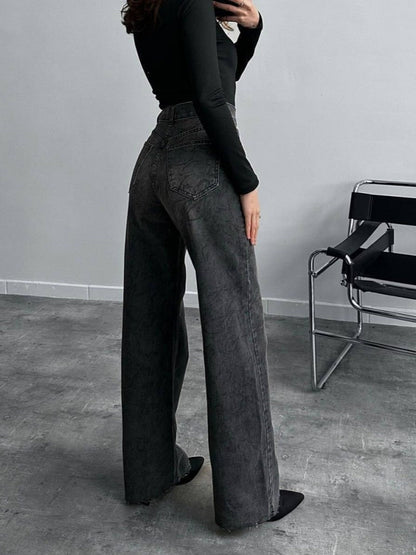 Printed Straight Leg Jeans