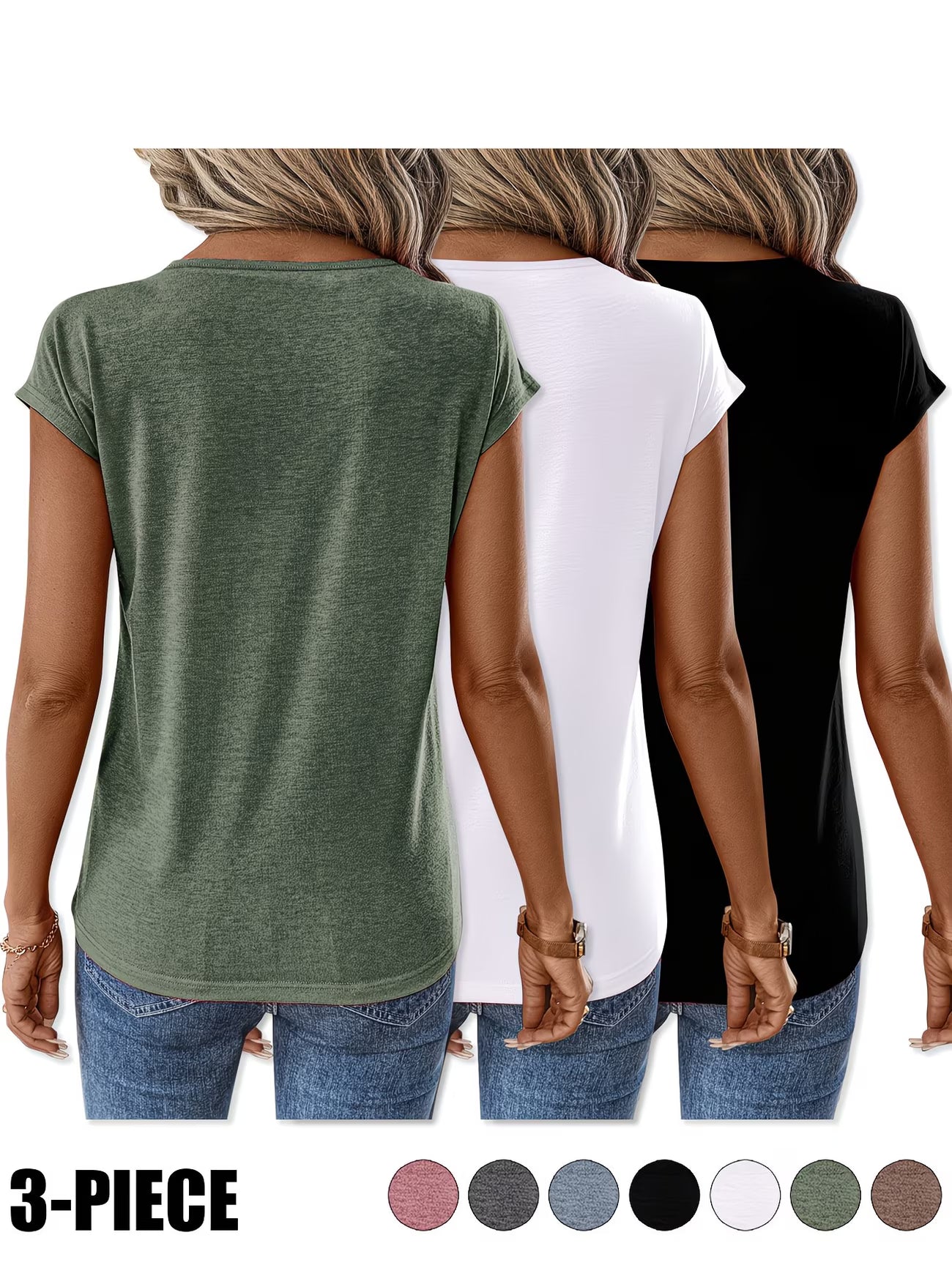 SpringEase™ V-Neck Essential Tee – 3-Pack