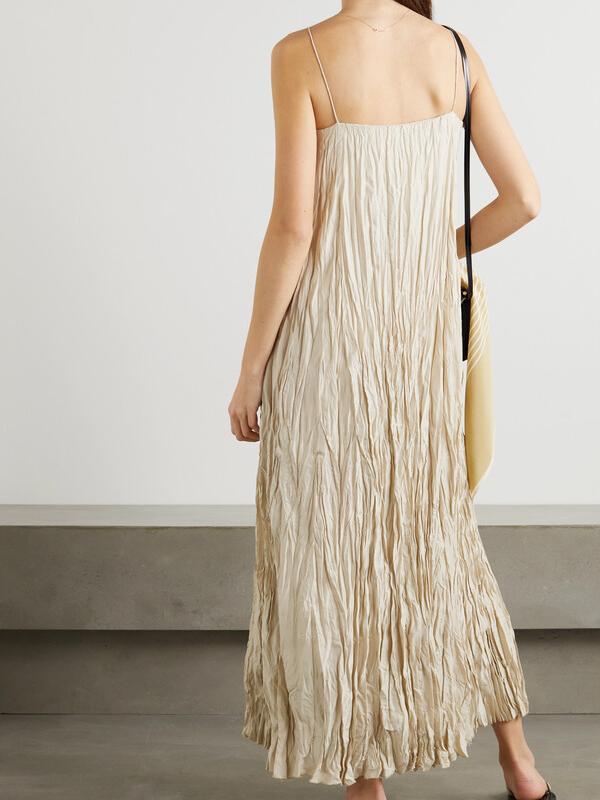 Crinkled Doll Maxi Dress - Neutrals
